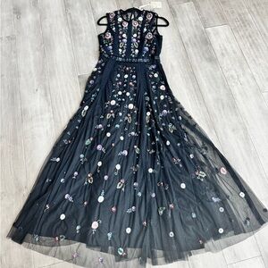 Chelsea & Violet Floral Embroidered Black Dress